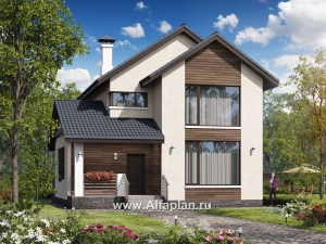 «Весна» - проект двухэтажного дома, планировка с террасой, в скандинавском стиле