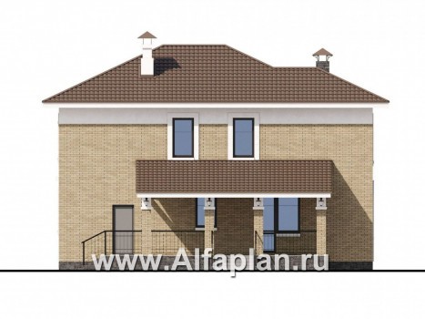 «Топаз» - проект двухэтажного дома из газобетона, с открытой планировкой, с террасой - превью фасада дома