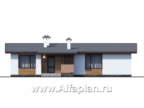 «Зита» -  проект одноэтажного дома, с сауной, с джакузи на террасе,  в скандинавском стиле - превью фасада дома