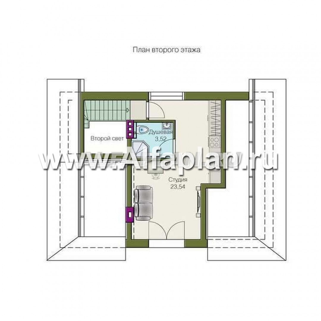 Проекты домов Альфаплан - «Замечательный сосед плюс»- дом со студией и навесом для машин - изображение плана проекта №2