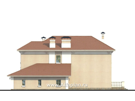 «Тургенев» - проект дома в классическом стиле с террасой и с гаражом - превью фасада дома