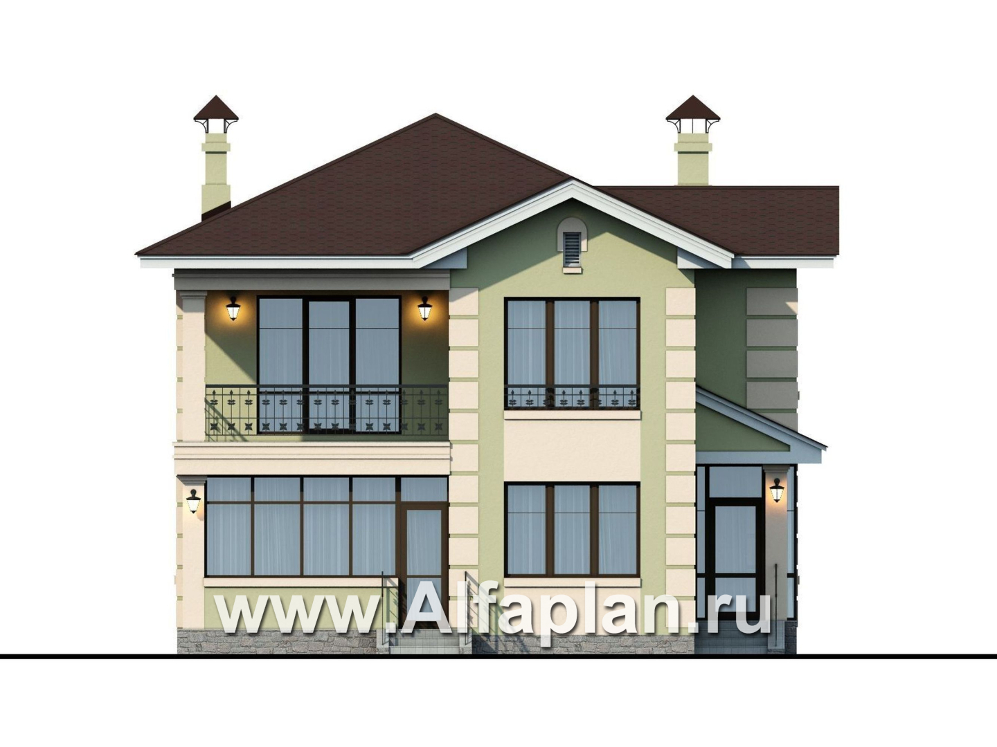 Проекты домов Альфаплан - «Знаменка» — удобный и компактный коттедж - изображение фасада №1