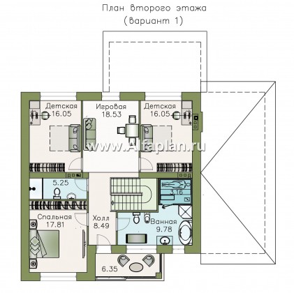 «Седьмая высота» - проект двухэтажного современного дома, с сауной и с террасой, с гаражом - превью план дома