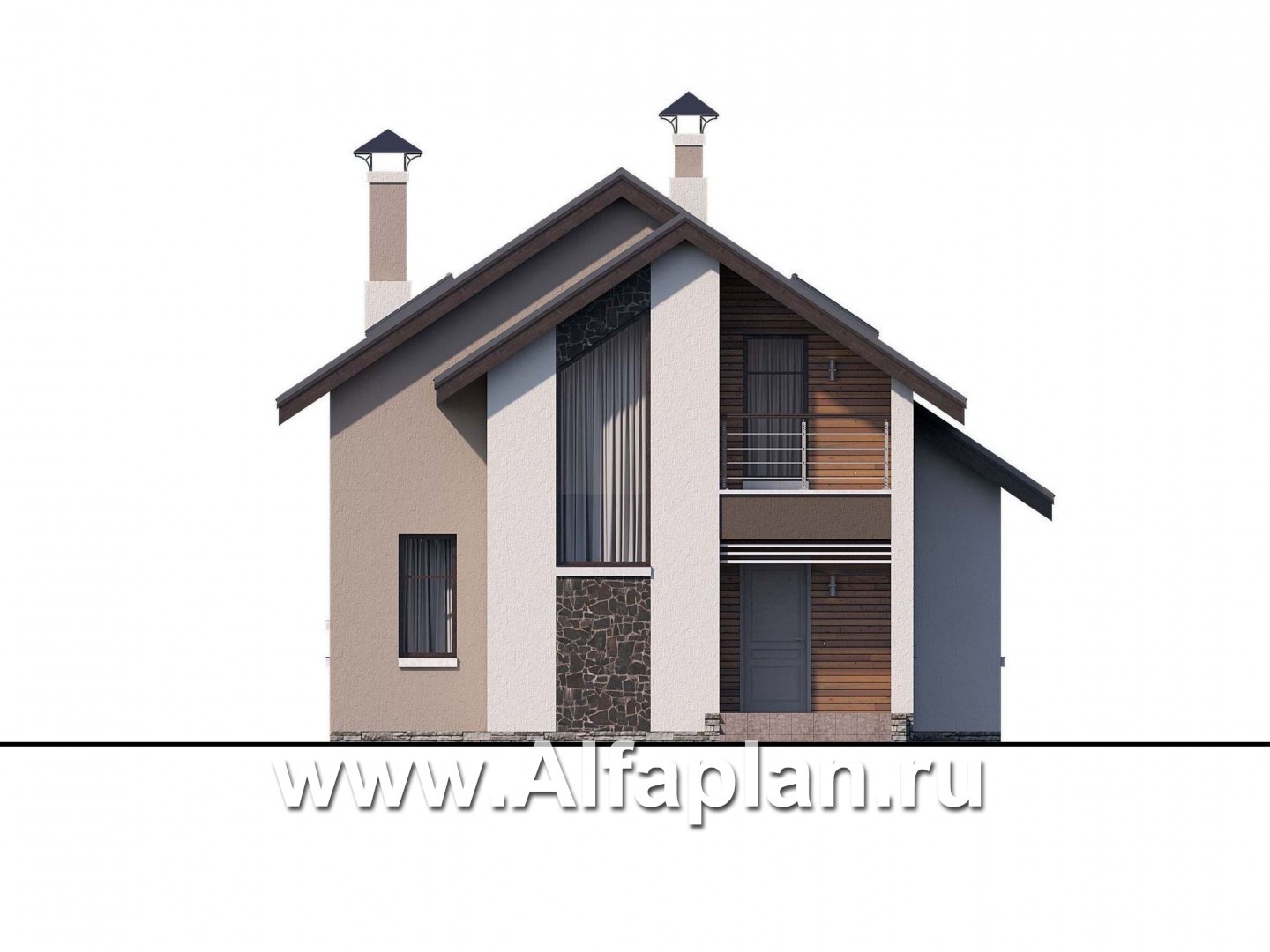 Проекты домов Альфаплан - «Рациональ» - компактный коттедж с двускатной кровлей - изображение фасада №1