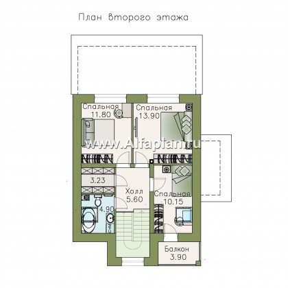 Проекты домов Альфаплан - «Рациональ» - компактный коттедж с двускатной кровлей - превью плана проекта №2