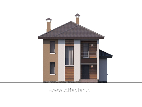 «Рациональ» - проект двухэтажного дома, планировка 3 спальни, с балконом - превью фасада дома