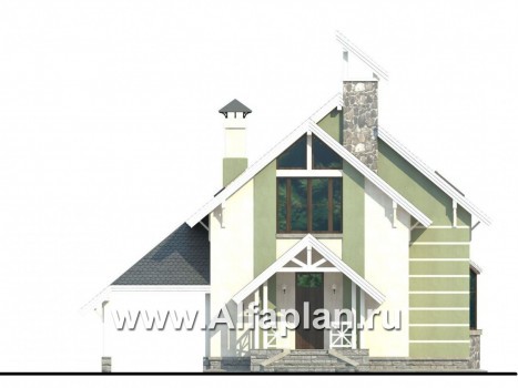 «Компакт» - проект дома с мансардой, с террасой и с двускатной кровлей - превью фасада дома