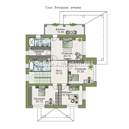 Проекты домов Альфаплан - «Отражение» - двухэтажный дом для большой семьи - превью плана проекта №2