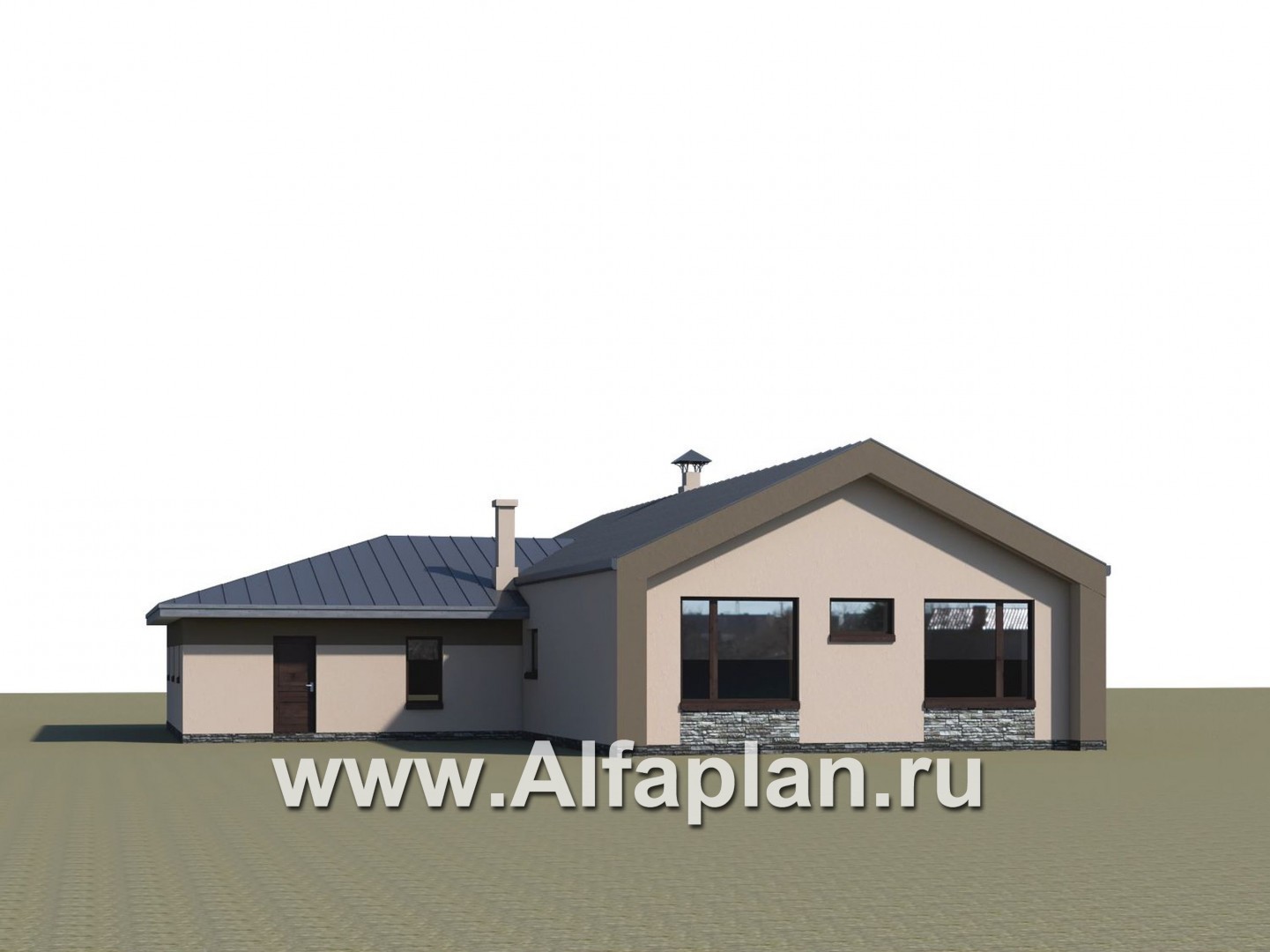 Проекты домов Альфаплан - «Аркада» - современный одноэтажный дом с террасой и большим гаражом - дополнительное изображение №4