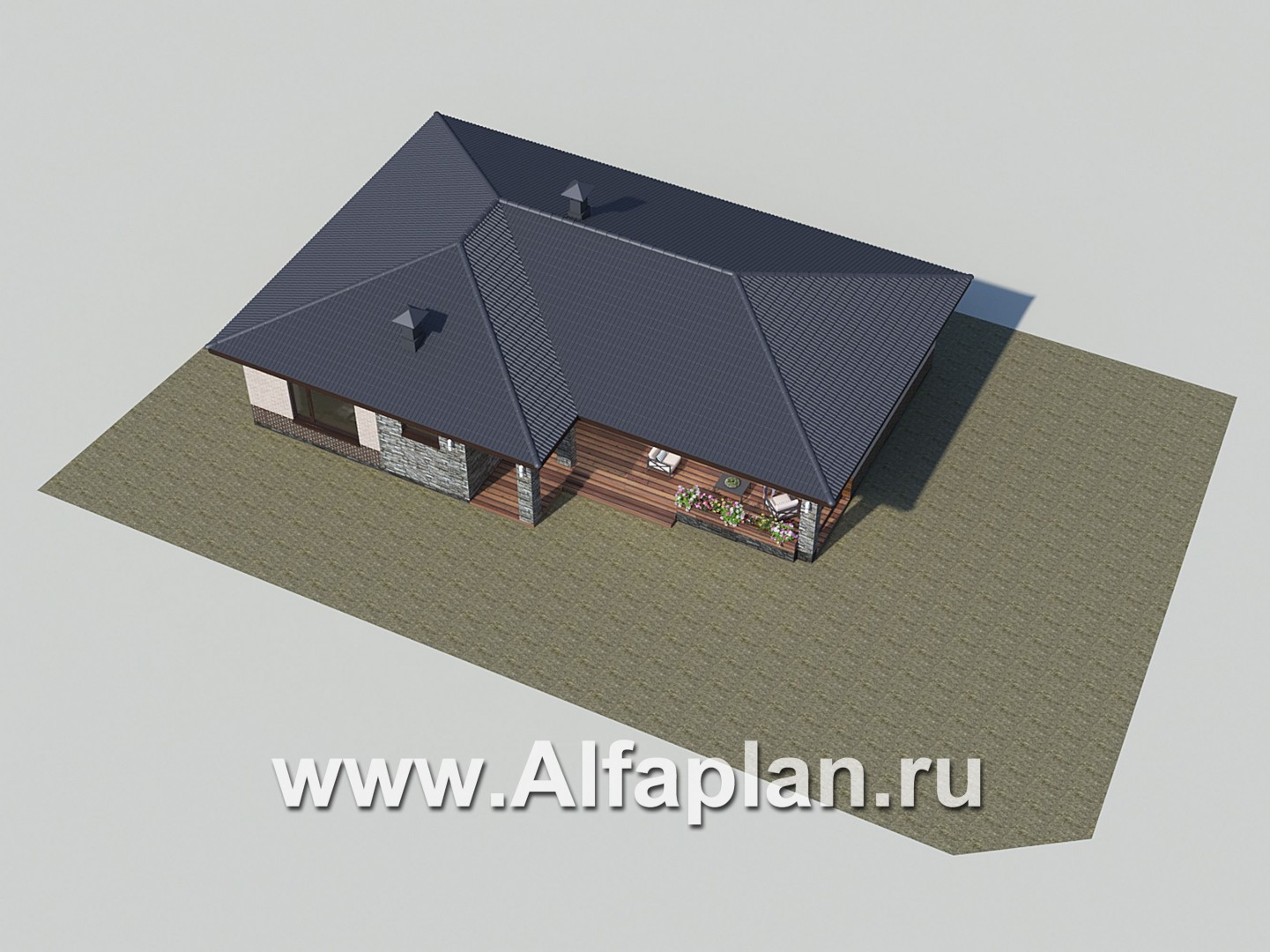 Проекты домов Альфаплан - «Алазея» - просторный одноэтажный дом с сауной и террасой - дополнительное изображение №4