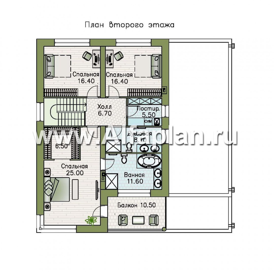 «Спектр» - проект двухэтажного дома, с двумя жилыми комнатами на 1-ом этаже и сауной, в стиле хай-тек - план дома