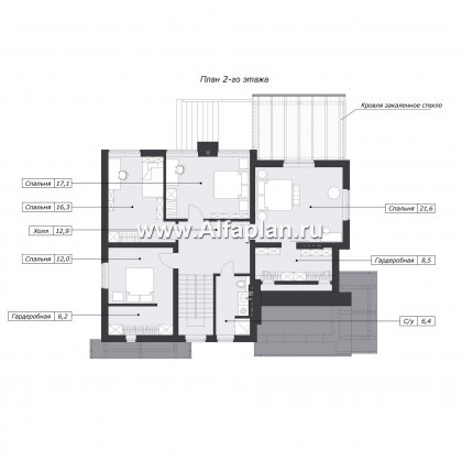 Проект дома с мансардой, планировка с кабинетом на 1 эт и с террасой - превью план дома