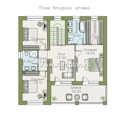 Проекты домов Альфаплан - "Римские каникулы" - проект дома в классическом стиле - превью плана проекта №3