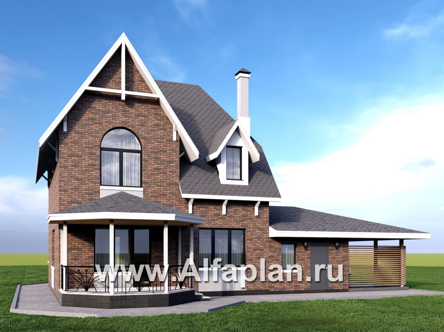 «Аврора» - проект двухэтажного дома из газобетона с эркером, с террасой и гаражом - дизайн дома №2