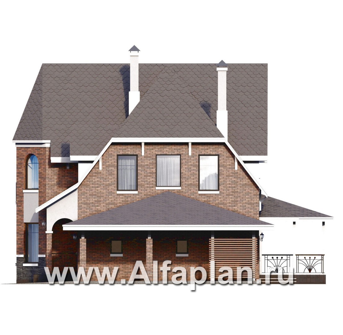 «Аврора» - проект двухэтажного дома из газобетона с эркером, с террасой и гаражом - фасад дома