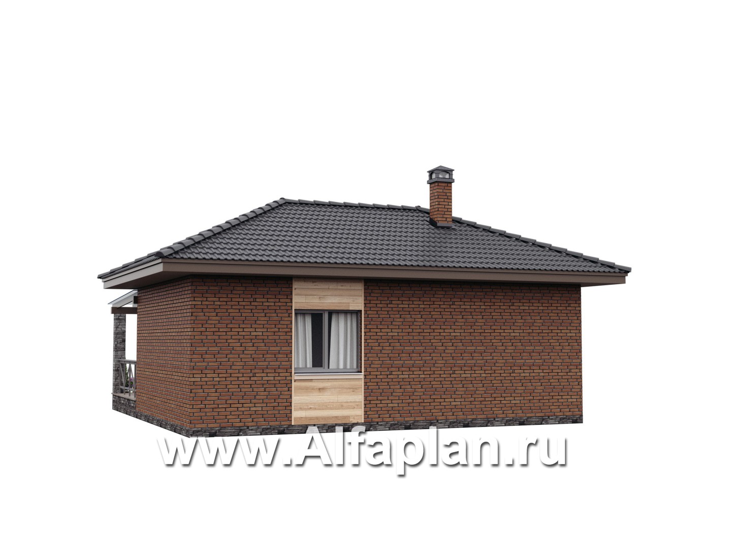 Проект гостевого дома с одной спальней или с сауной, с террасой - дизайн дома №3