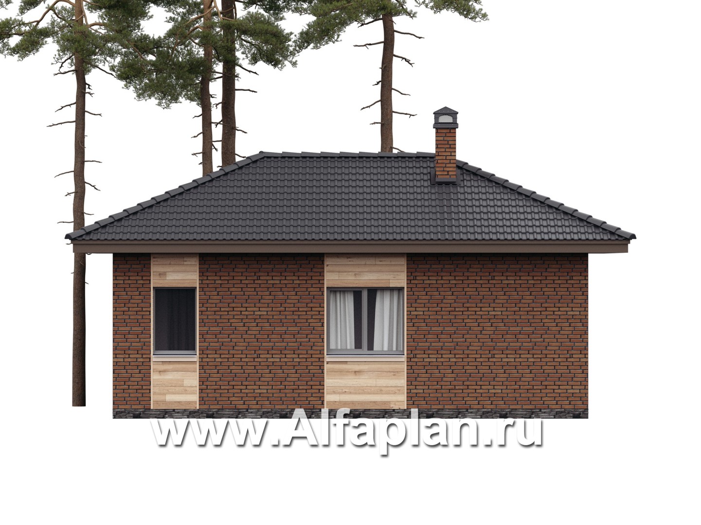 Проект бани, каркасный дом, с большой террасой - дизайн дома №4