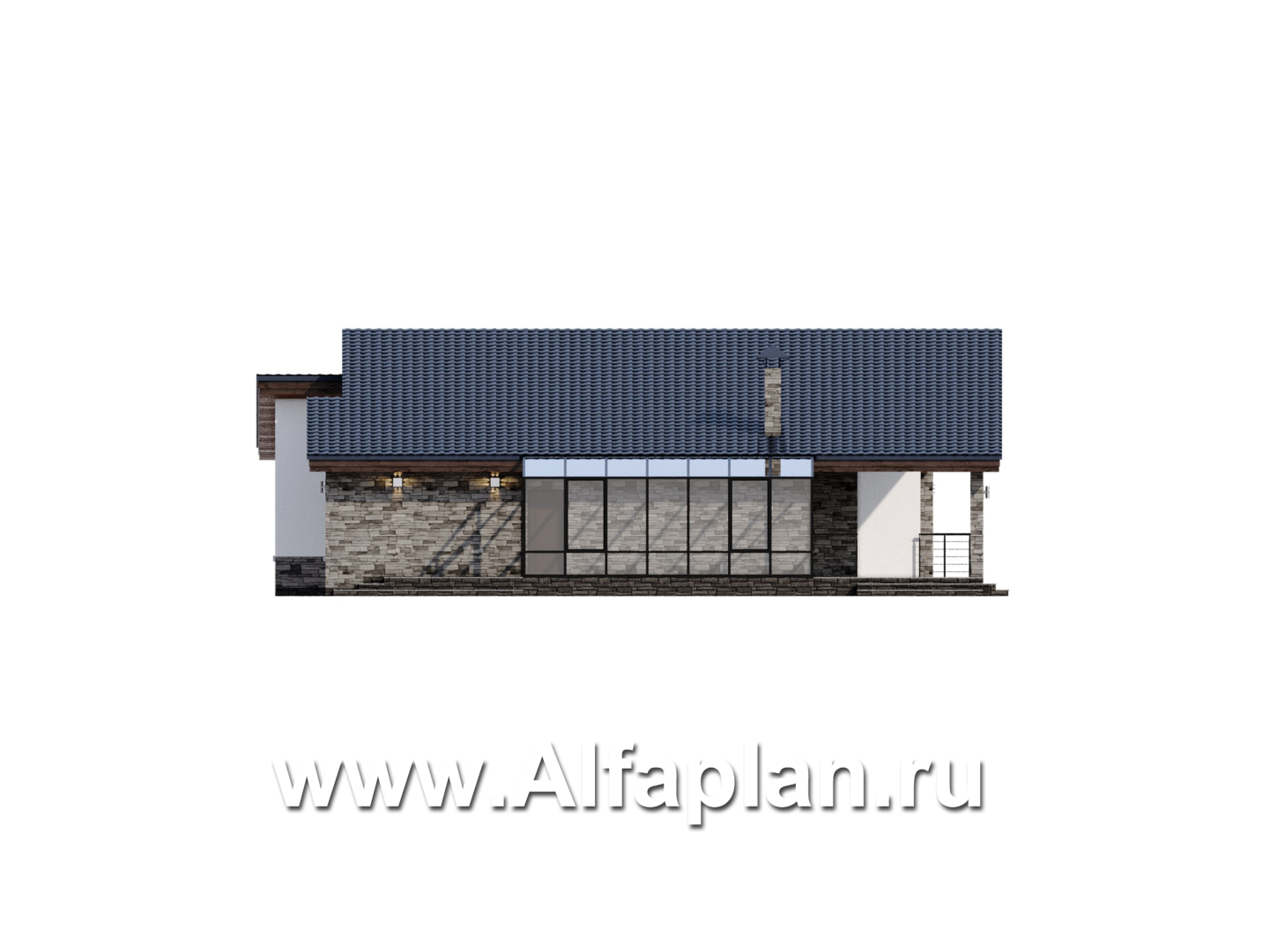 Проекты домов Альфаплан - "Ривьера" - современный, роскошный одноэтажный дом - изображение фасада №3