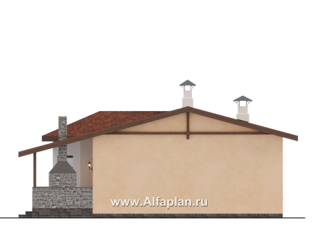 Проекты домов Альфаплан - "Сорренто" - проект одноэтажного дома, две спальни, в средиземноморском стиле - превью фасада №2