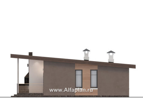 Проекты домов Альфаплан - "Талисман" - проект одноэтажного дома с односкатной кровлей - превью фасада №2