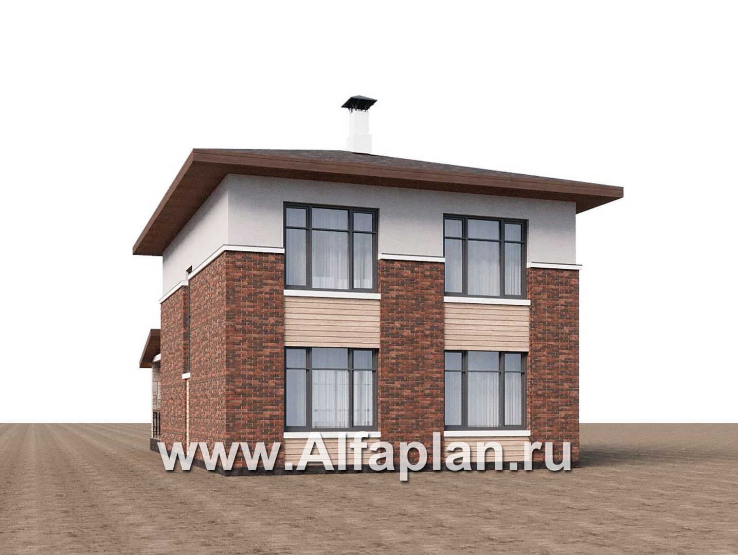 Проекты домов Альфаплан - "Остров сокровищ" - проект комфортного, простого дома из газобетона, с террасой со стороны главного фасада  - дополнительное изображение №2