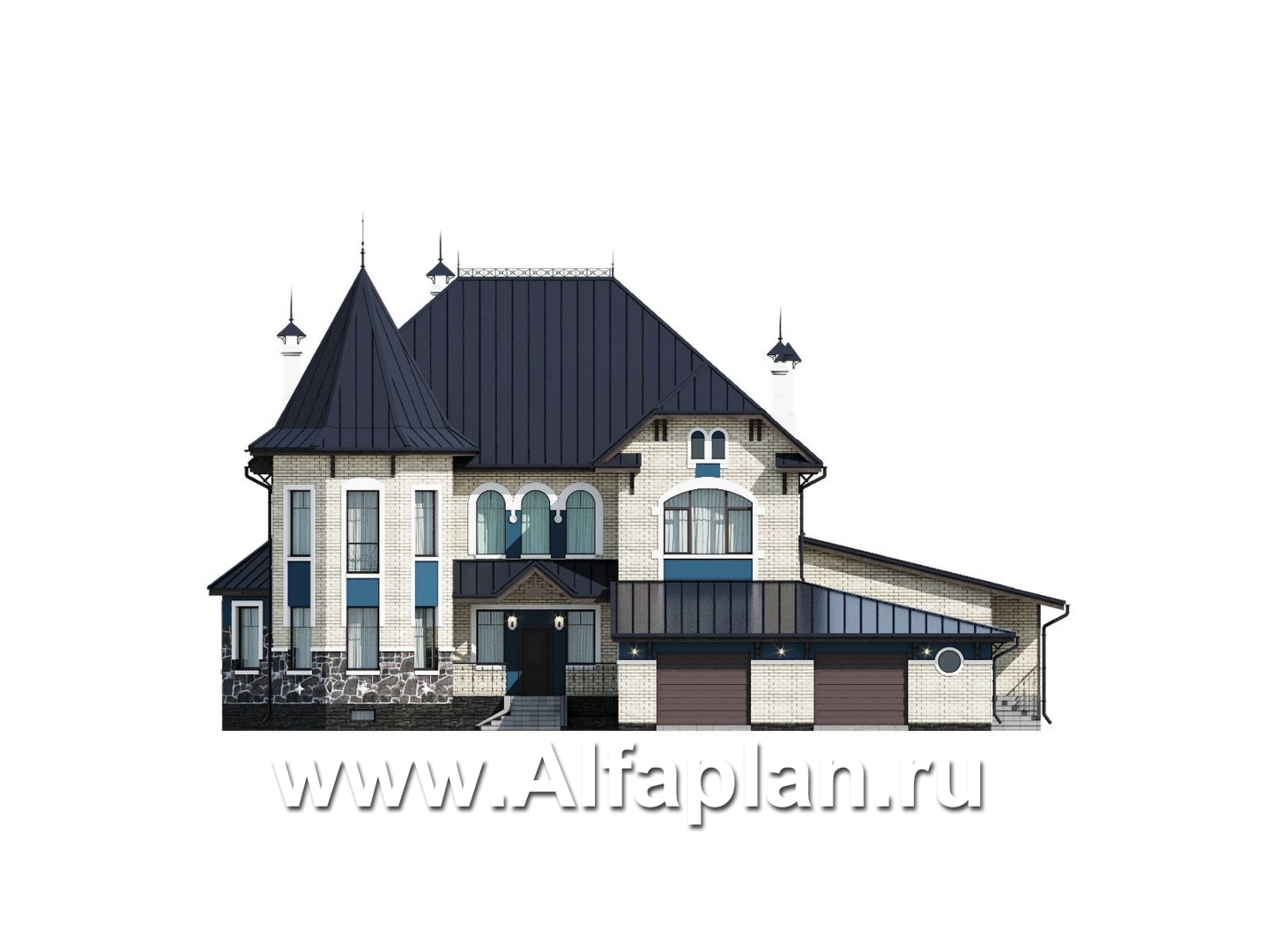 Проекты домов Альфаплан - "Дворянское гнездо" - семейный особняк в русском стиле - изображение фасада №1