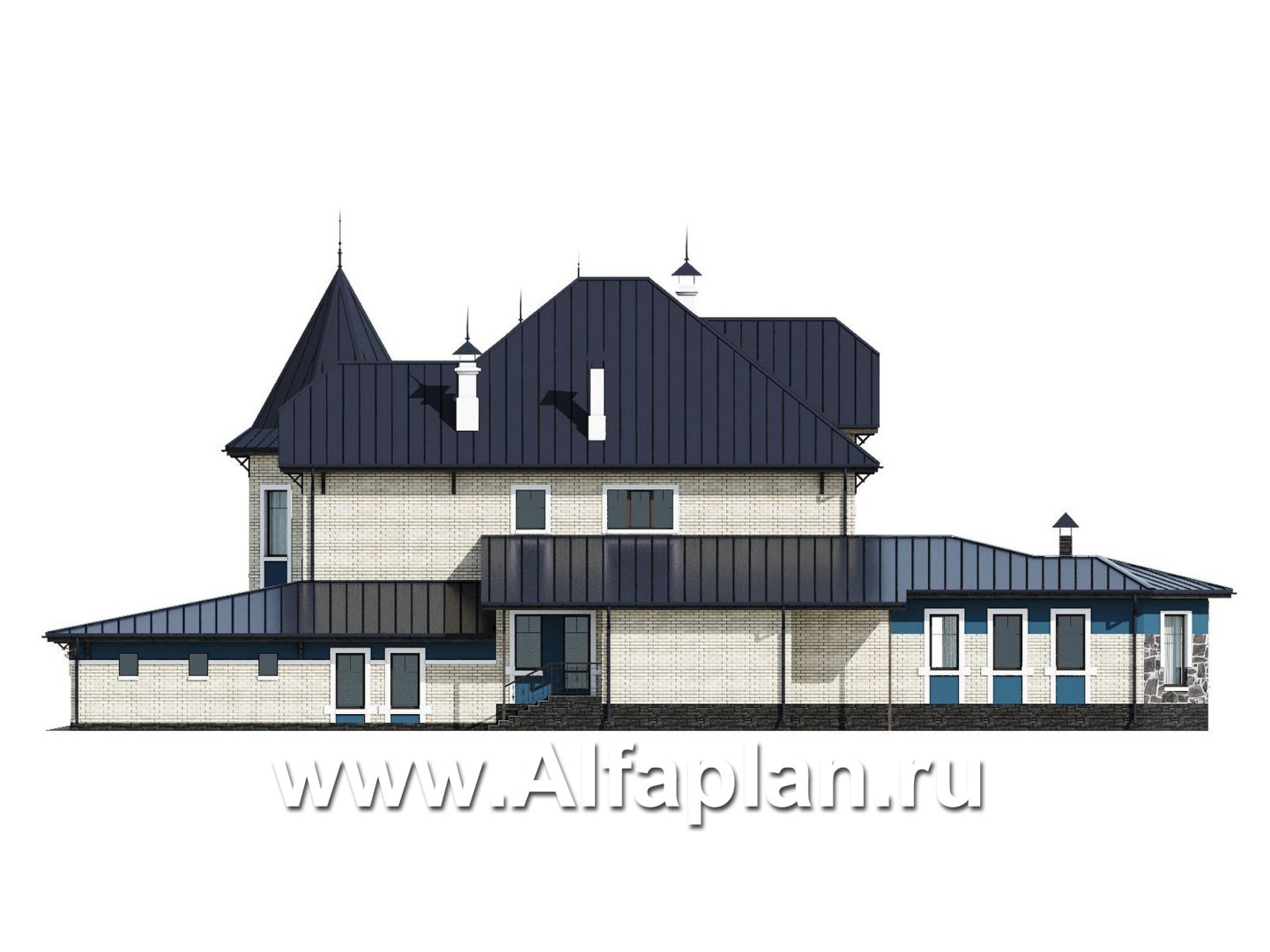 Проекты домов Альфаплан - "Дворянское гнездо" - семейный особняк в русском стиле - изображение фасада №2