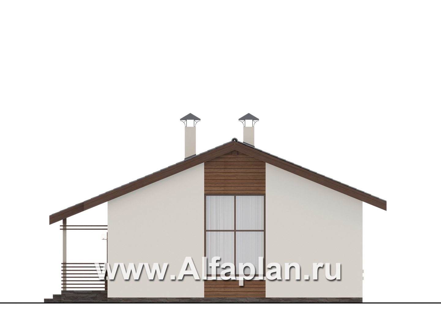 Проекты домов Альфаплан - "Пикколо" - экономичный одноэтажный коттедж из гзобетонных блоков - изображение фасада №2