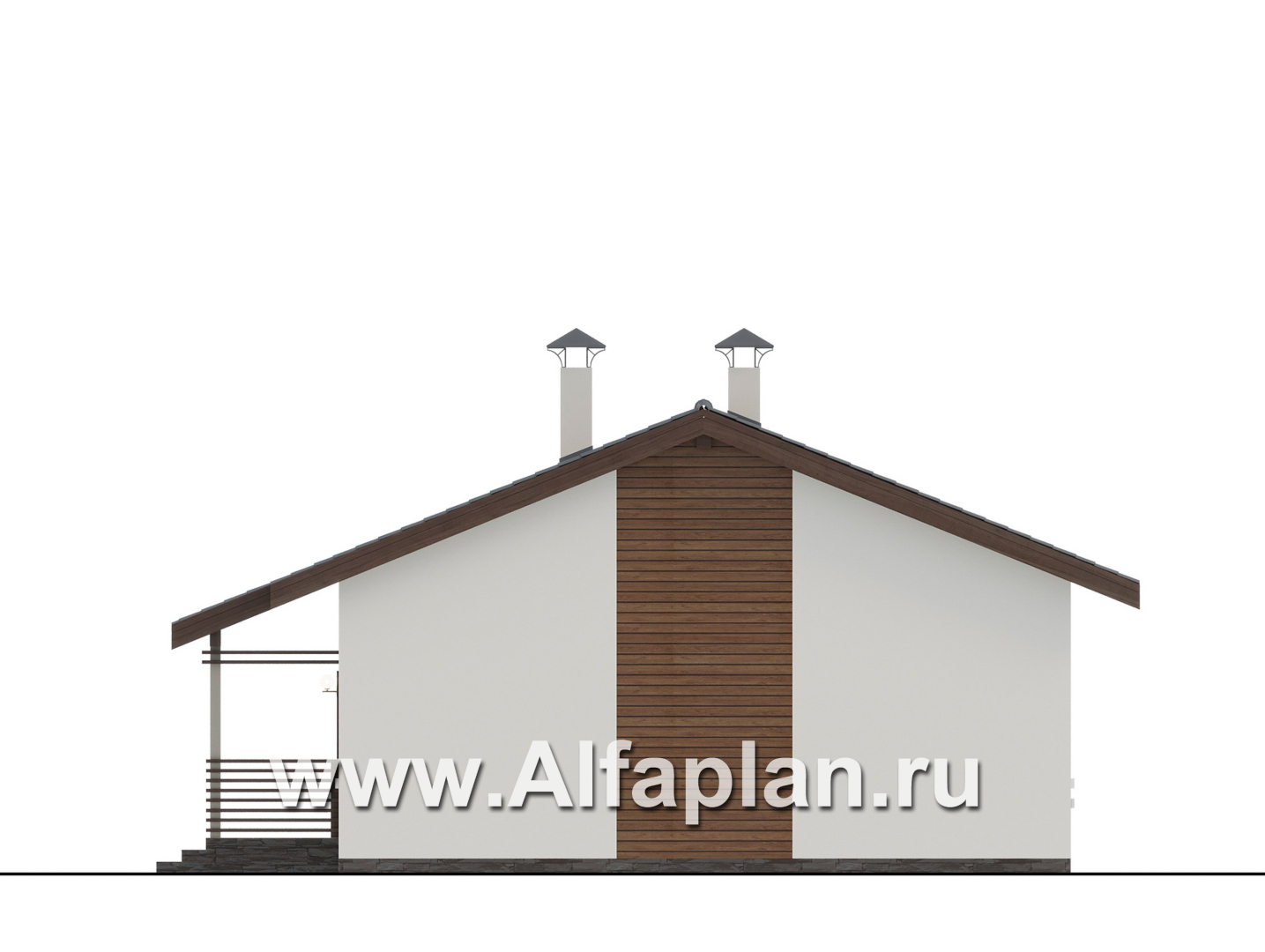 Проекты домов Альфаплан - "Пикколо" - экономичный одноэтажный коттедж из гзобетонных блоков - изображение фасада №2