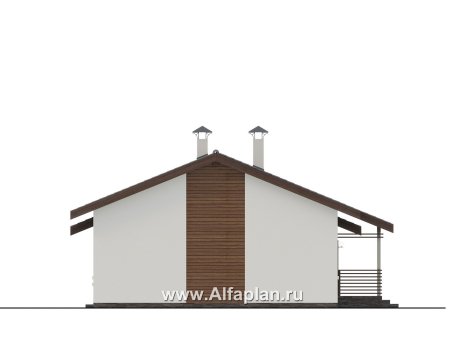 Проекты домов Альфаплан - "Пикколо" - экономичный одноэтажный дом из гзобетонных блоков, с террасой - превью фасада №3