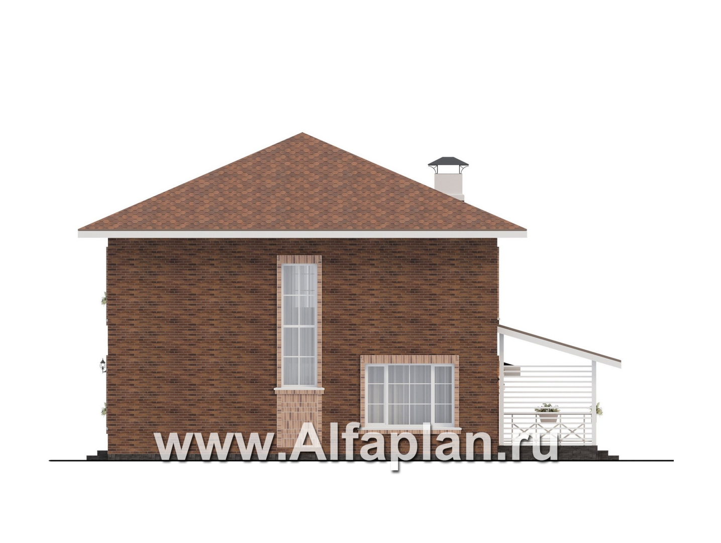 Проекты домов Альфаплан - "Сайма" - двухэтажный дом из кирпичей в баварском стиле, с гаражом - изображение фасада №3