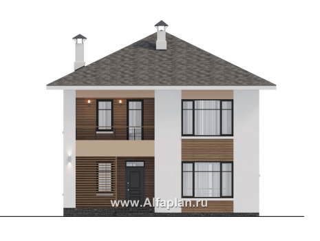 Проекты домов Альфаплан - "Вуокса" - современный двухэтажный коттедж - превью фасада №1