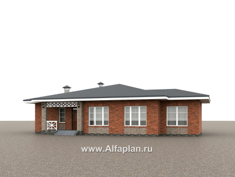 «Горизонталь» - проект одноэтажного дома с террасой, в немецком стиле, баварская кладка - превью дополнительного изображения №1