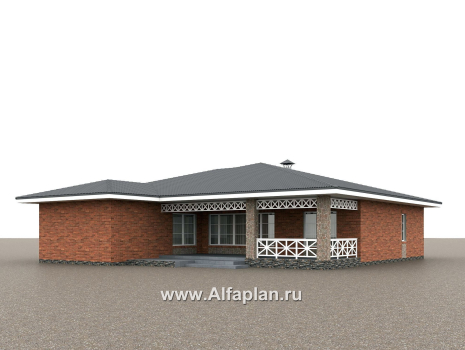 «Горизонталь» - проект одноэтажного дома с террасой, в немецком стиле, баварская кладка - превью дополнительного изображения №2