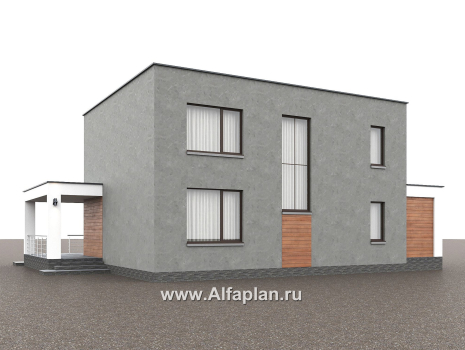 «Селектум» - красивый проект двухэтажного дома, планировка с мастер спальней, двусветная столовая, плоская крыша, в стиле минимализм - превью дополнительного изображения №2