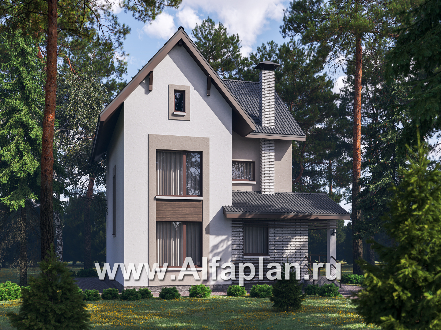 «Темная долина» - проект двухэтажного дома, с мансардой - основное изображение