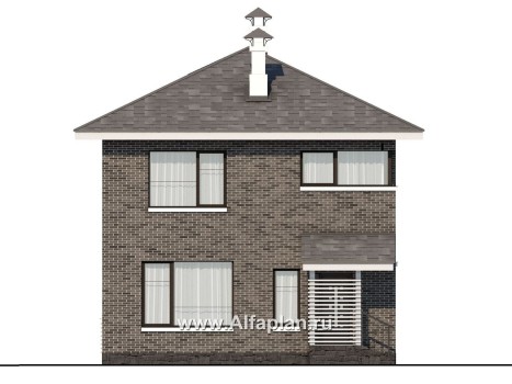 Проекты домов Альфаплан - Кирпичный дом «Серебро» для небольшой семьи - превью фасада №4