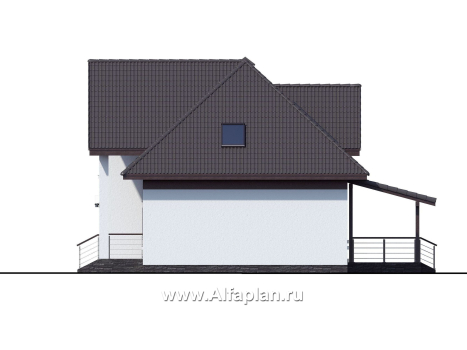 «Кассиопея» - проект дома с мансардой, с рациональной планировкой - превью фасада дома