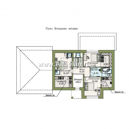 «Кассиопея» -  проект дома с мансардой, с рациональной планировкой, с гаражом на 2 авто - превью план дома