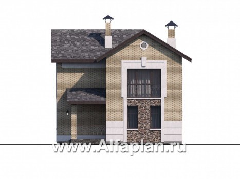 Проекты домов Альфаплан - «Каменка» - компактный экономичный дом в ретро-стиле - превью фасада №2