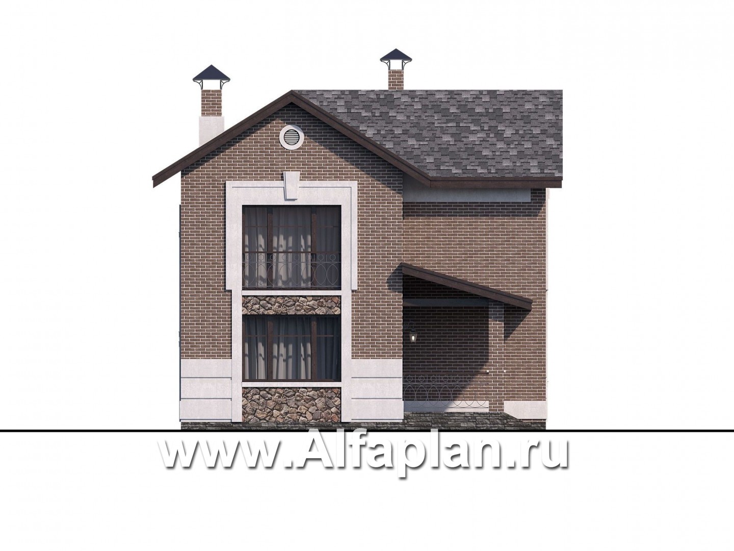 Проекты домов Альфаплан - «Каменка» - компактный экономичный дом в ретро-стиле - изображение фасада №3