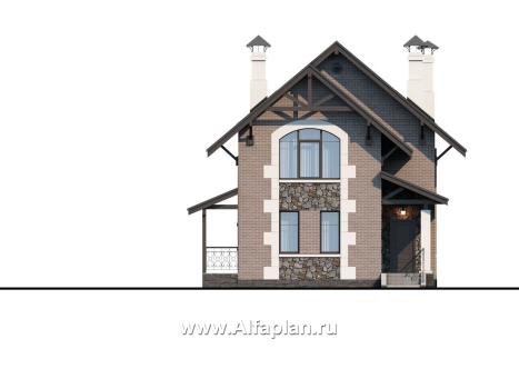 «Одетта»- проект двухэтажного дома для узкого участка, с террасой - превью фасада дома