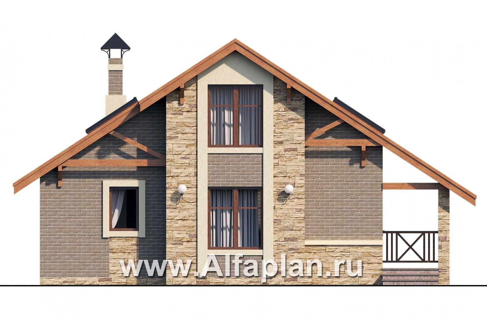 Проекты домов Альфаплан - Баня с гостевой комнатой в мансарде - изображение фасада №1