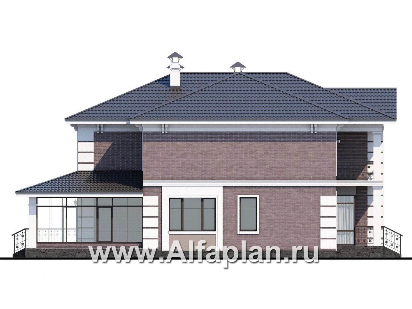 Проекты домов Альфаплан - «Орлов» - классический комфортабельный коттедж - изображение фасада №3