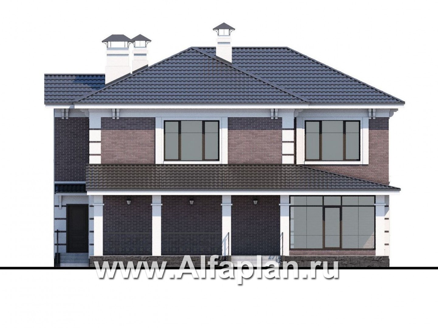 Проекты домов Альфаплан - «Орлов» - классический комфортабельный коттедж - изображение фасада №4