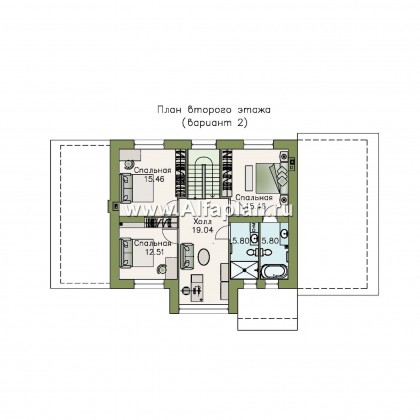 «Регата» - проект дома с мансардой, столовая со вторым светом, с террасой, мастер спальня, с гаражом - превью план дома