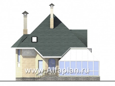 «Соло»- проект дома с мансардой из газобетона, планировка дома с зимним садом - превью фасада дома
