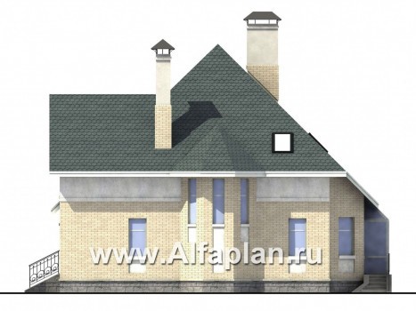 «Соло»- проект дома с мансардой из газобетона, планировка дома с зимним садом - превью фасада дома