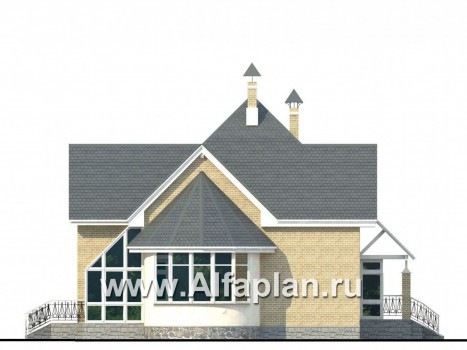 «Солярис» - проект дома с мансардой из газобетона, с террасой,  с двусветной гостиной - превью фасада дома