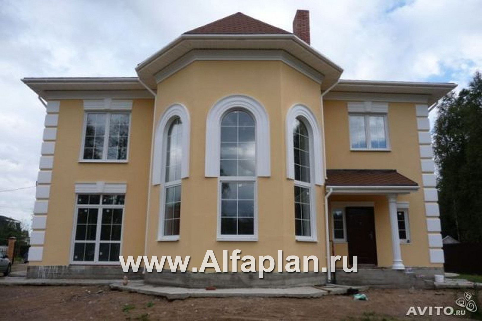 «Белта» - проект двухэтажного дома из газобетона, планировка со вторым светом в гостиной, с эркером и террасой - дизайн дома №3